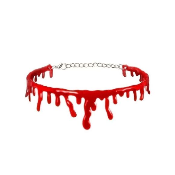 🩸 Halloween Vampire Costume Cosplay Dripping Blood Choker Necklace NEW - Picture 2 of 13